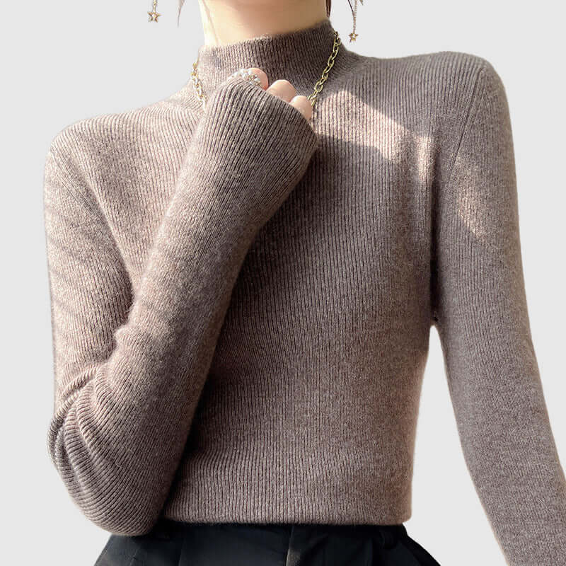Women's Knitted Mock Turtleneck Jumper