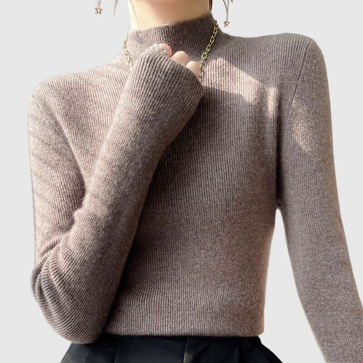 Women's Knitted Mock Turtleneck Jumper