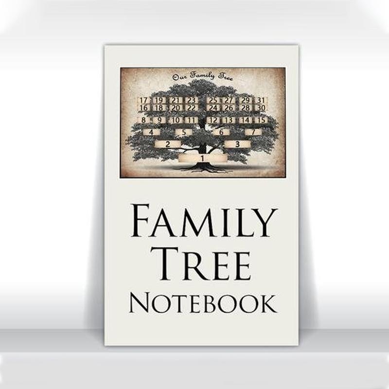 Close-up of the Family Ancestry Keepsake Journal with 'Our Family Story' embossed on the cover, a perfect heirloom gift.