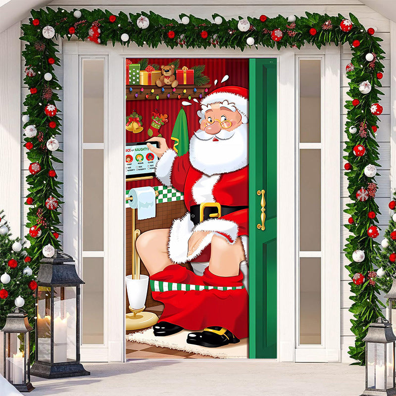 Festive 'Happy Holidays' message outdoor door cover, versatile seasonal decoration.