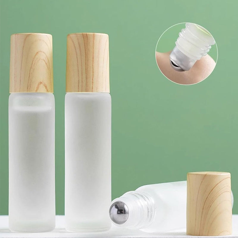Set of five empty essential oil roller bottles, ideal for DIY blends or personal care, travel-size design