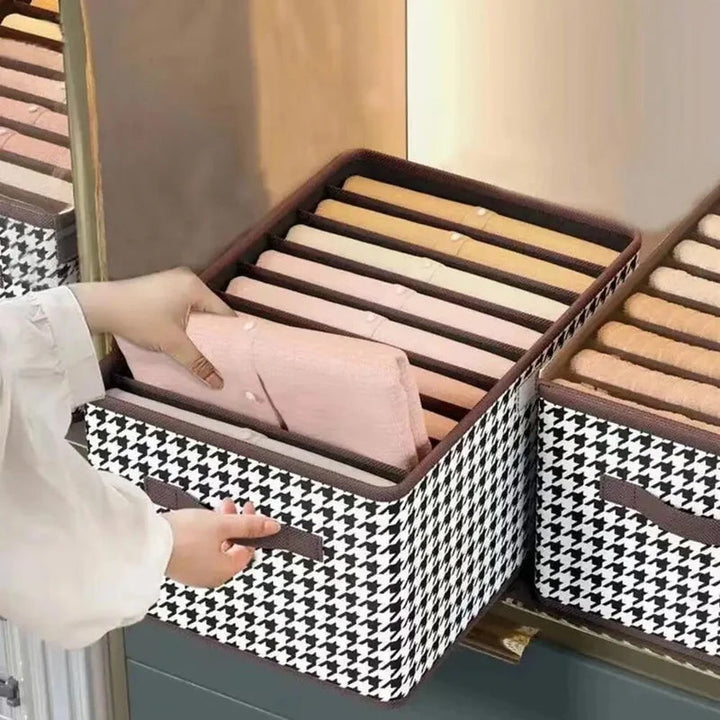 Wardrobe solution: a foldable drawer organizer for neatly storing jeans and other clothing items