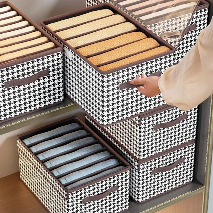 Foldable wardrobe drawer organizer, a practical storage box for jeans, t-shirts, and other clothing