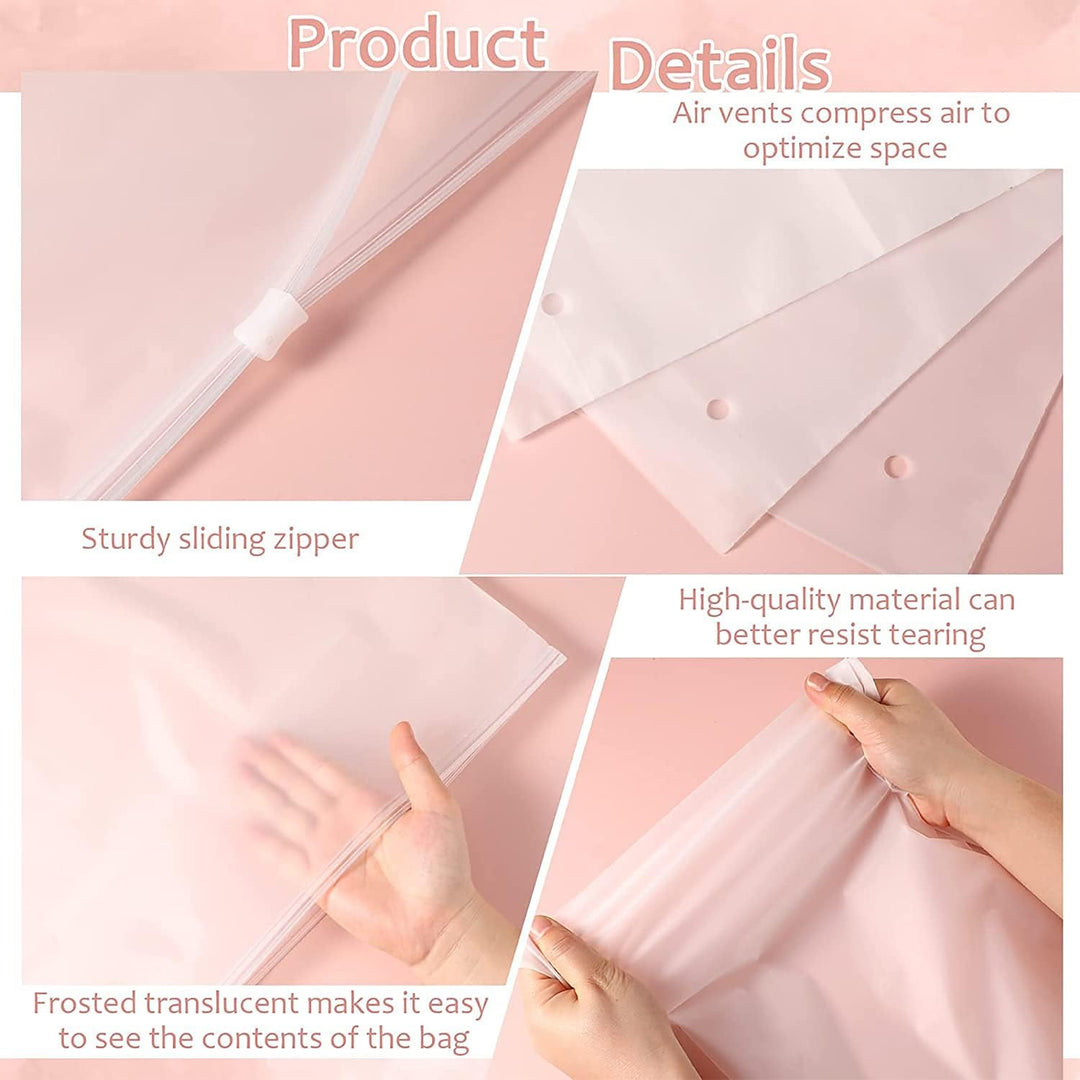 Frosted reusable storage bags, 20-pack. Great for organizing all your clothes & travel essentials.