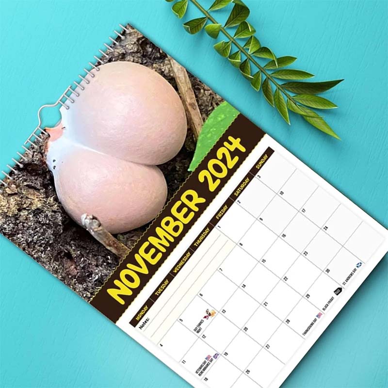 Blank Fungi Wall Calendar page, ready for your plans, surrounded by intricate mushroom illustrations