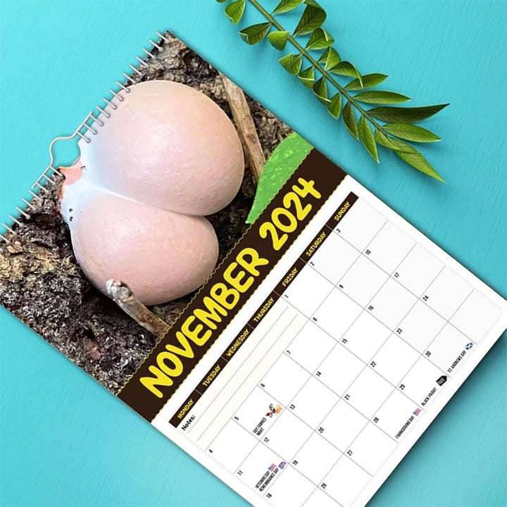 Blank Fungi Wall Calendar page, ready for your plans, surrounded by intricate mushroom illustrations