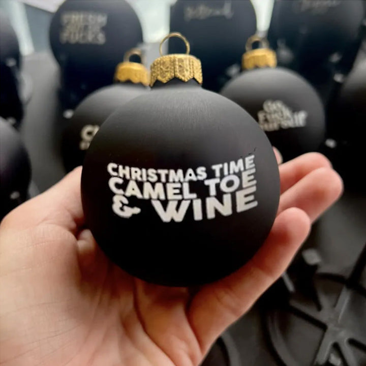 Humorous Christmas bauble, 'I'm Dreaming of a Wine Christmas' for adult holiday spirit