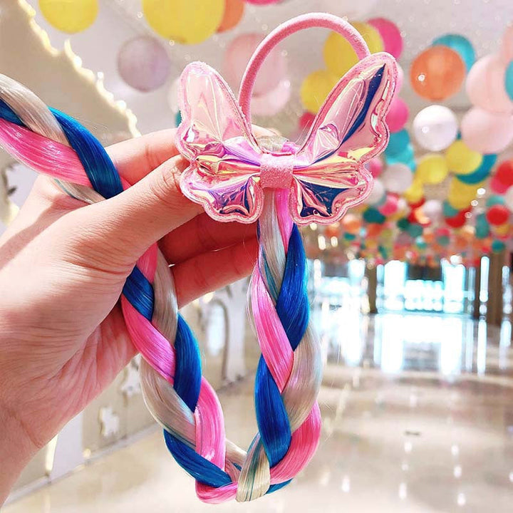 Vivid braided hair extensions, a popular girls' hair accessory for adding a pop of color