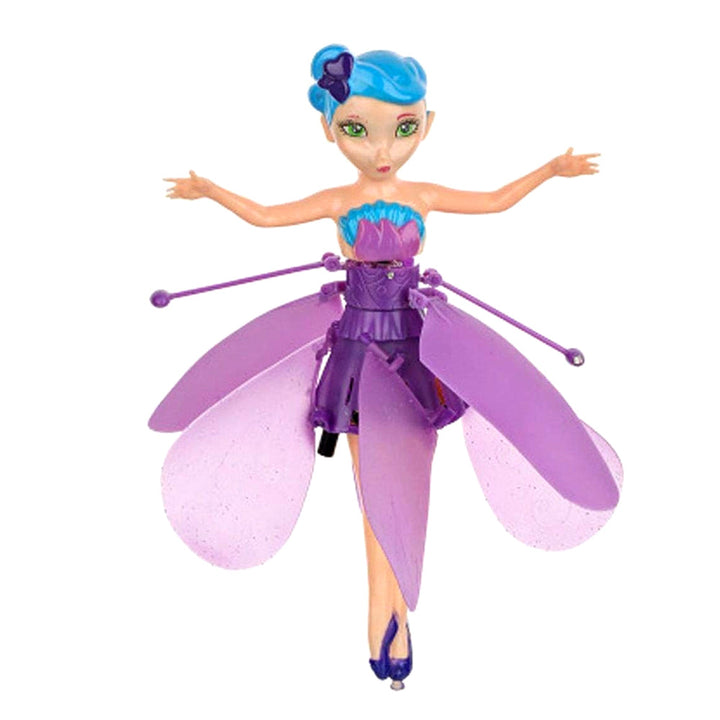 Happy girl demonstrating how to launch the interactive Flying Fairy Doll, a fun kids gift