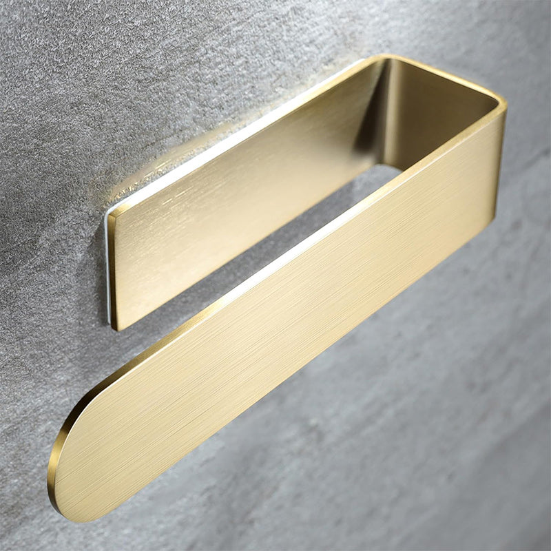 Gold adhesive stainless steel towel holder, functional and decorative for home.