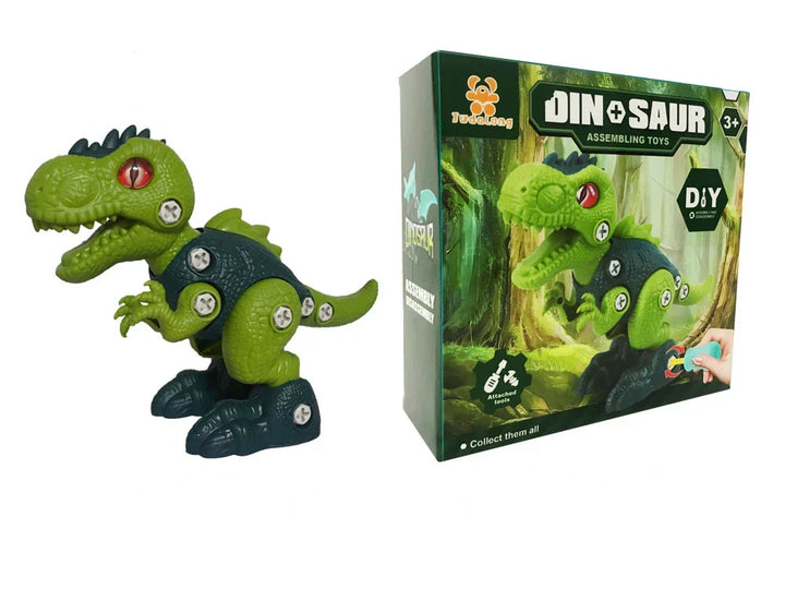 Kids' STEM toy: Green educational dinosaur construction kit, developing fine motor skills.