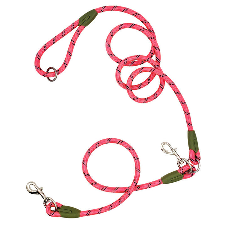 Comparison image showing the hands-free dog leash next to a traditional leash, highlighting convenience.