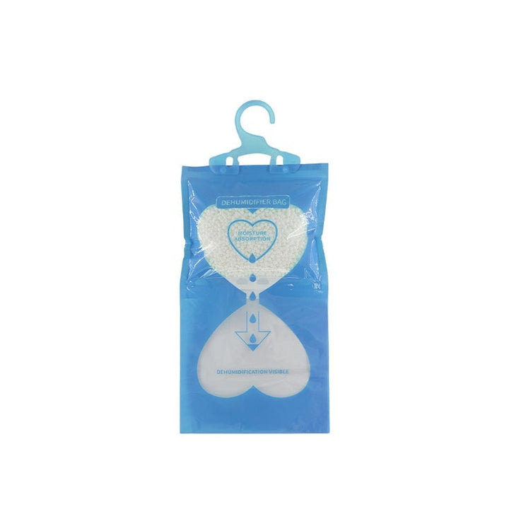 Compact hanging desiccant, an essential closet care product for humidity control.