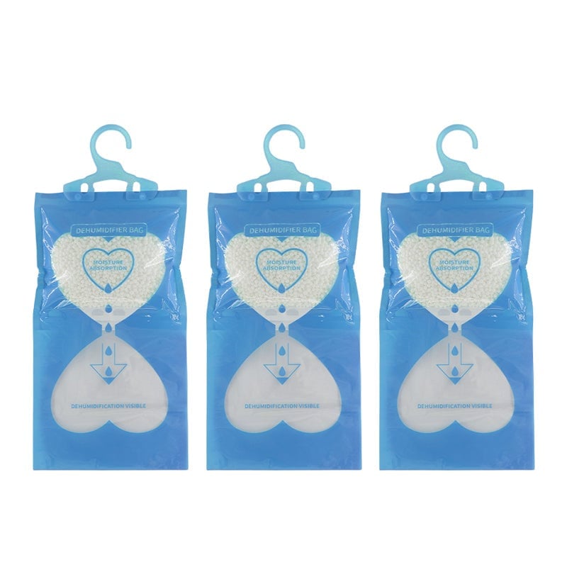 Neutral scent hanging dehumidifier, discreetly working to eliminate moisture and odors.