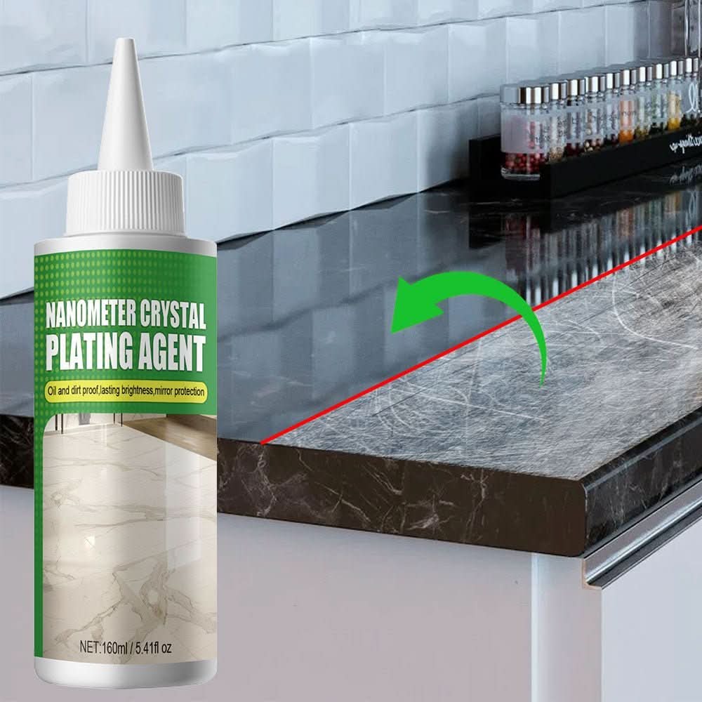 Instant high-gloss stone coating for marble & granite. Restores natural shine, protects surfaces with durable finish.