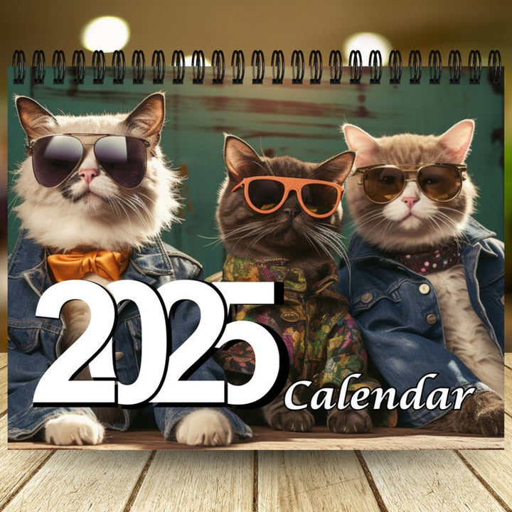 Funny cat lover wall calendar 2025, with a uniquely stylish and disgruntled cat theme.