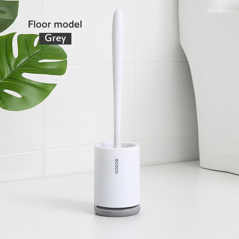 White quick-dry holder for a silicone toilet brush, keeping bathrooms clean and neat.
