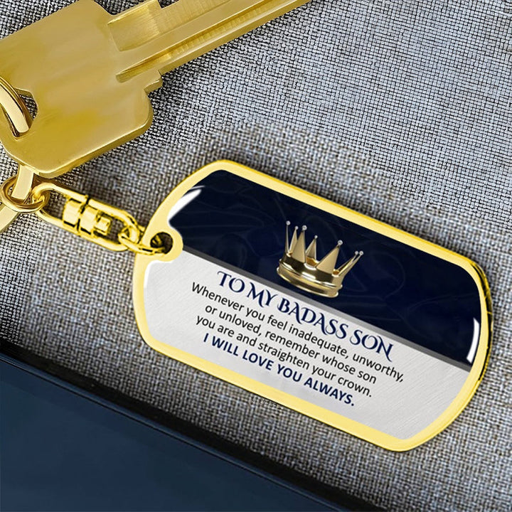 Inspirational keepsake keychain for family member, 'Fearless' engraving in bold font