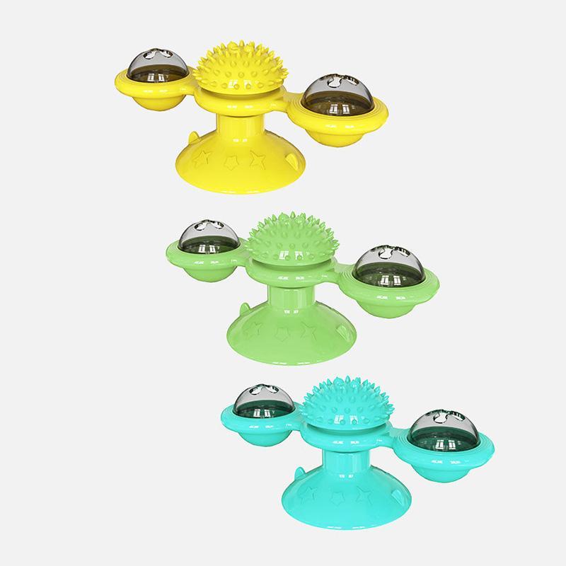 Vibrant Cat Windmill Toy, suction-mounted, encouraging agile movement & playful hunting instincts