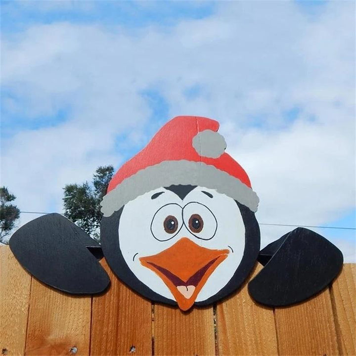 Festive snowman fence ornament, durable outdoor Christmas decoration for gardens