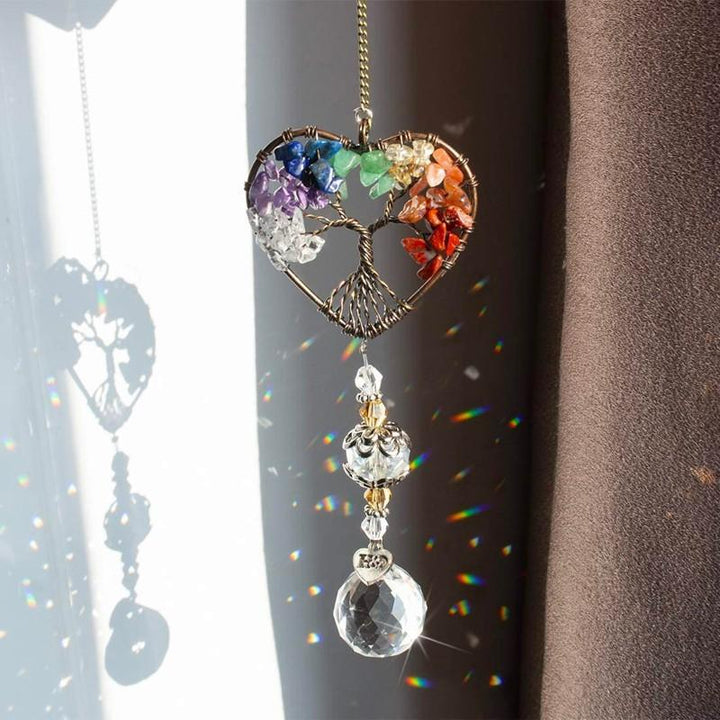 K9 Crystal Tree of Life Suncatcher, rainbow maker for window decor, 125 characters max