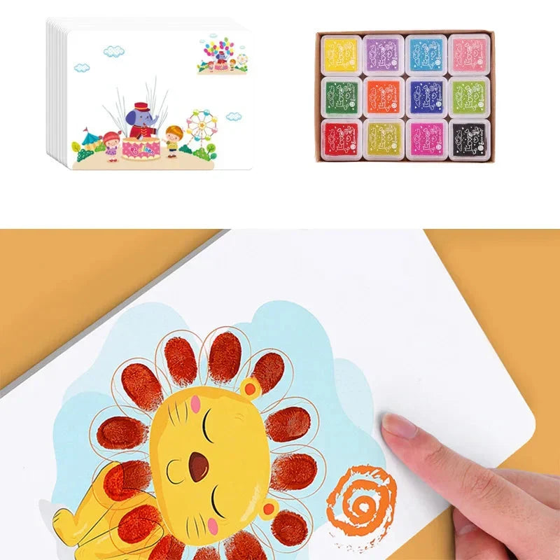 Educational 16PC Finger Painting Activity Set, DoodleJoy art supplies for young children's creative expression.