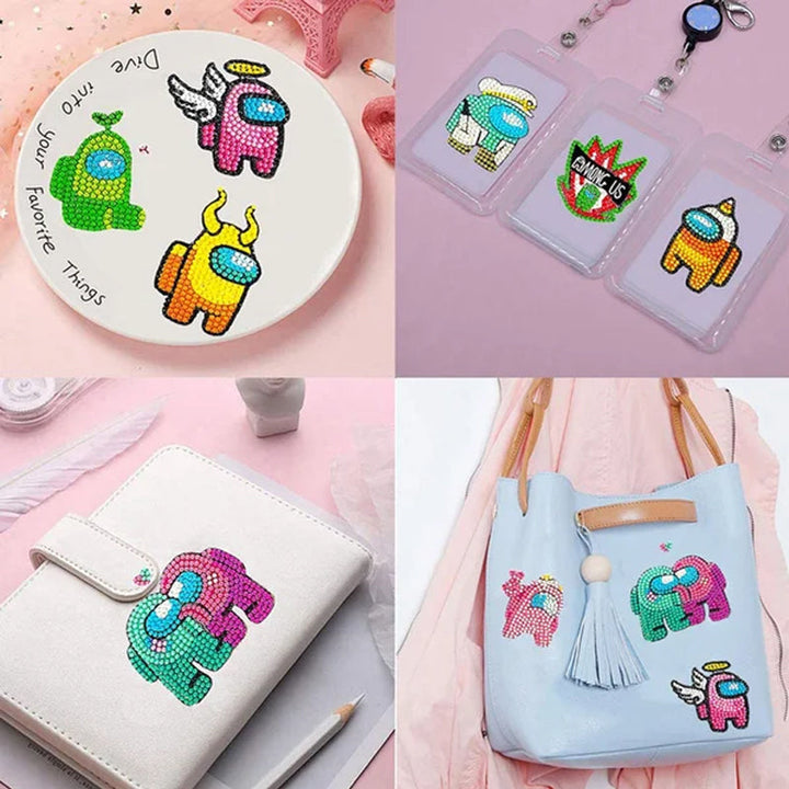 Kids' DIY diamond art kit with a cute dinosaur cartoon, perfect for engaging, educational play