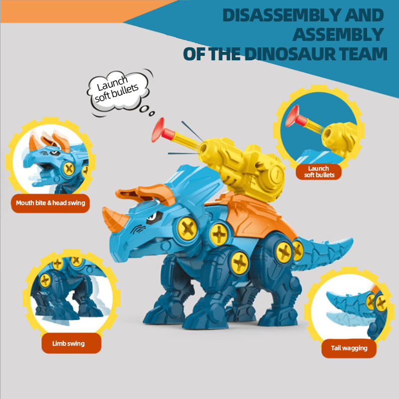 Dinosaur building toy set, fostering creativity with T-Rex, Triceratops, and Brachiosaurus designs.