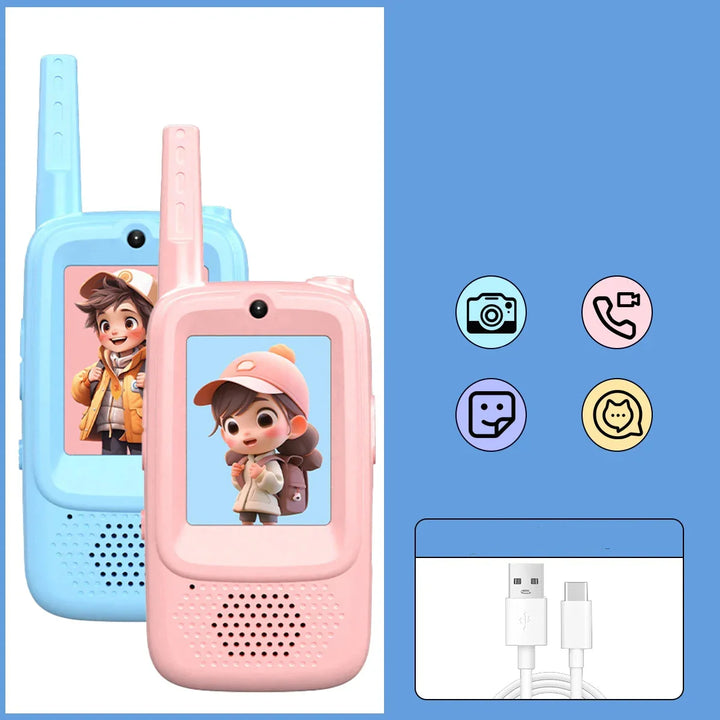 Durable EchoPals kids' video walkie talkie, built tough for active outdoor play & child-safe use.