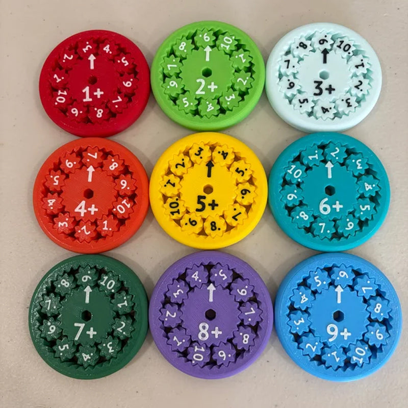 Group of children playing with Math Fidget Spinners, enhancing group learning