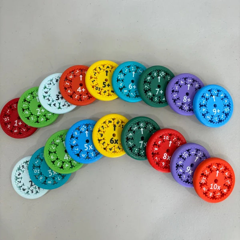 Assorted Math Fidget Spinners, different colors, promoting math skills in children