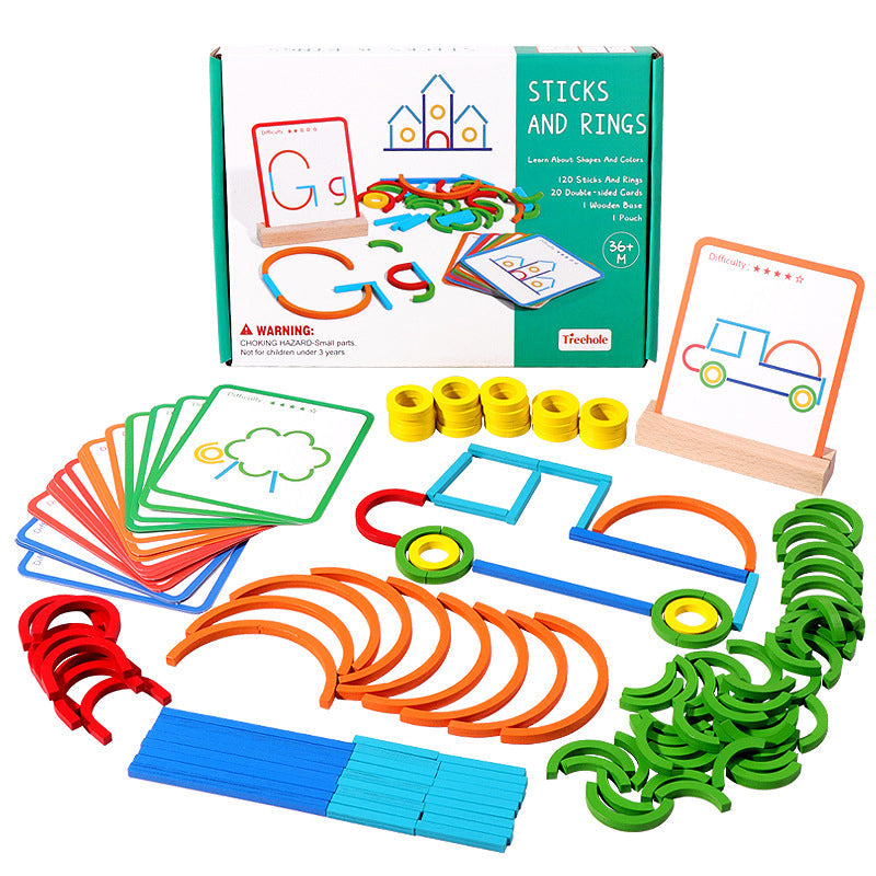 Kids' logic training wooden puzzle in action, promoting problem-solving skills & cognitive development