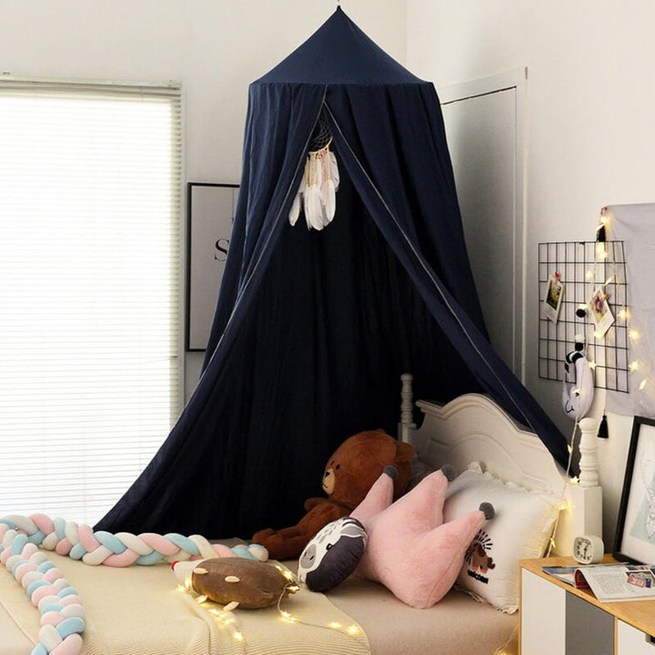 Imaginative play tent and bed canopy for children, a decorative addition to a kids' room.
