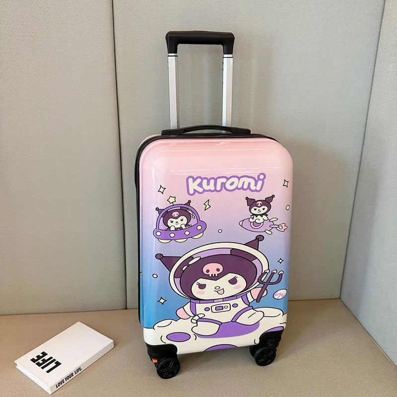 Kuromi kids travel suitcase set with organizer bag. Hard shell, ideal for weekend trips.