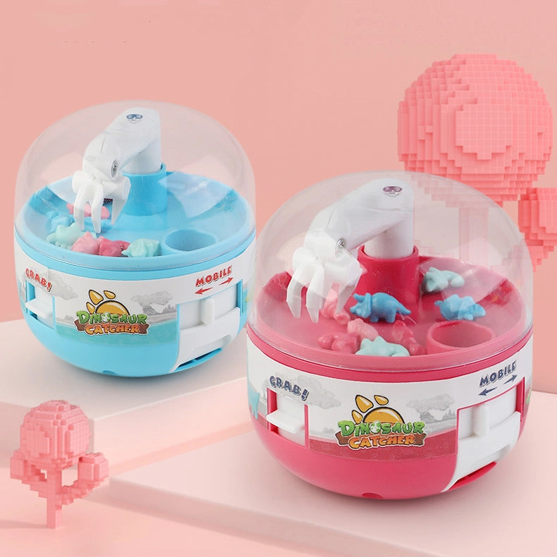 Kids' Mini Dinosaur Claw Machine with colorful toy dinosaurs inside, perfect for party favors.