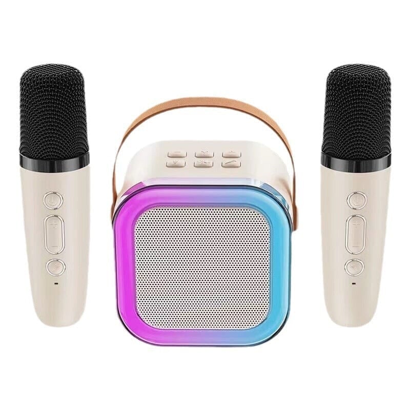 Brightly colored mini karaoke machine for kids, standing out at any party.