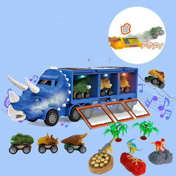 Educational dinosaur carrier truck toy, promoting imaginative play for young children