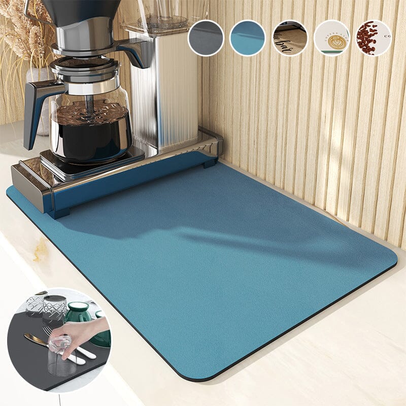 Kitchen Countertop Absorbent Dish Drying Mat, gray, for dishes & glassware