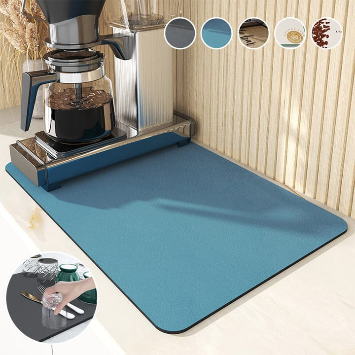 Kitchen Countertop Absorbent Dish Drying Mat, gray, for dishes & glassware