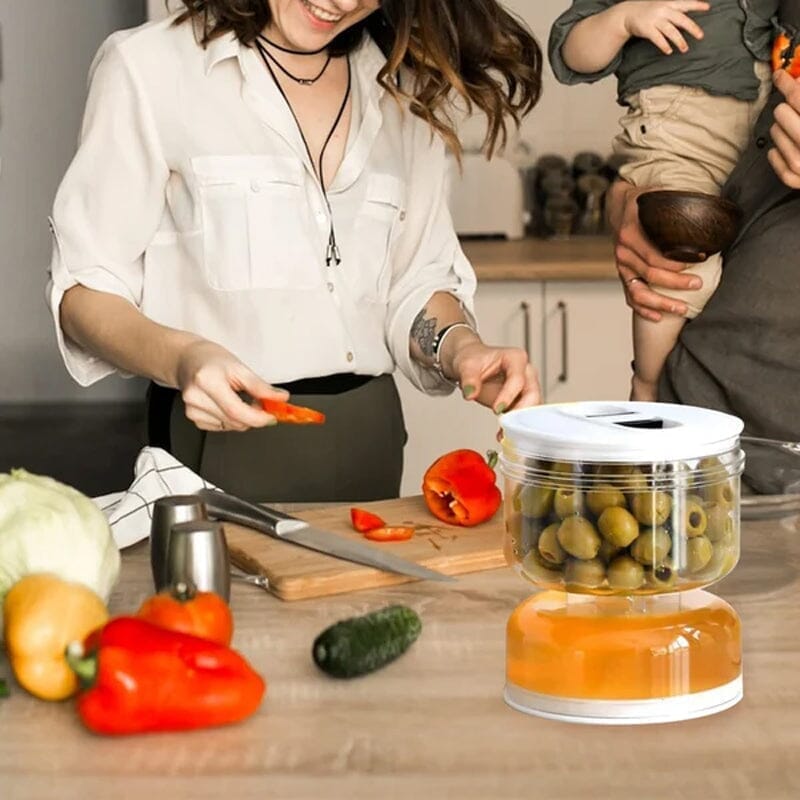 Versatile kitchenware: Pickle & Olive Jar with Strainer, ideal for food preservation