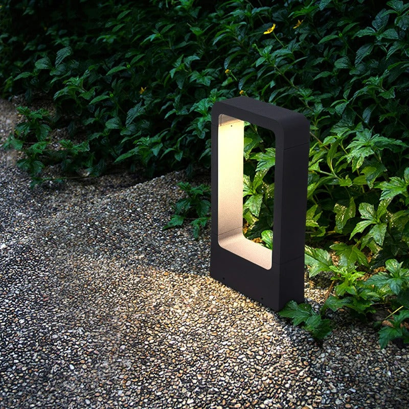 "LED waterproof garden ground light, IP65; sleek design, outdoor lighting for pathways and driveways, cast aluminum, durable.