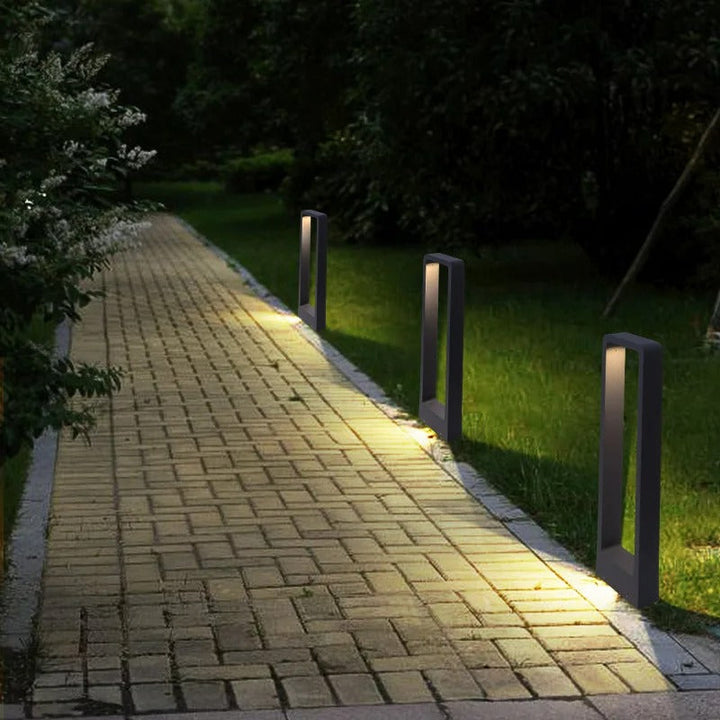 "LED waterproof garden ground light, IP65; sleek design, outdoor lighting for pathways and driveways, cast aluminum, durable.