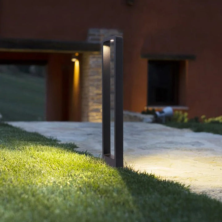 "LED waterproof garden ground light, IP65; sleek design, outdoor lighting for pathways and driveways, cast aluminum, durable.