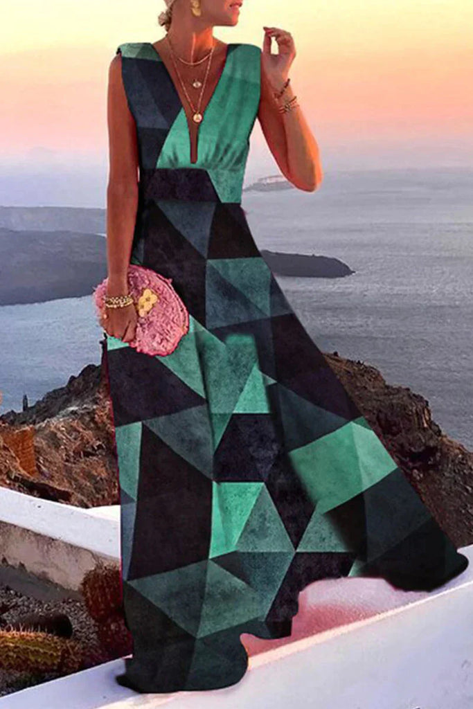 Flowy women's summer dress, perfect for vacation or everyday. Breezy, comfortable, and flattering style.