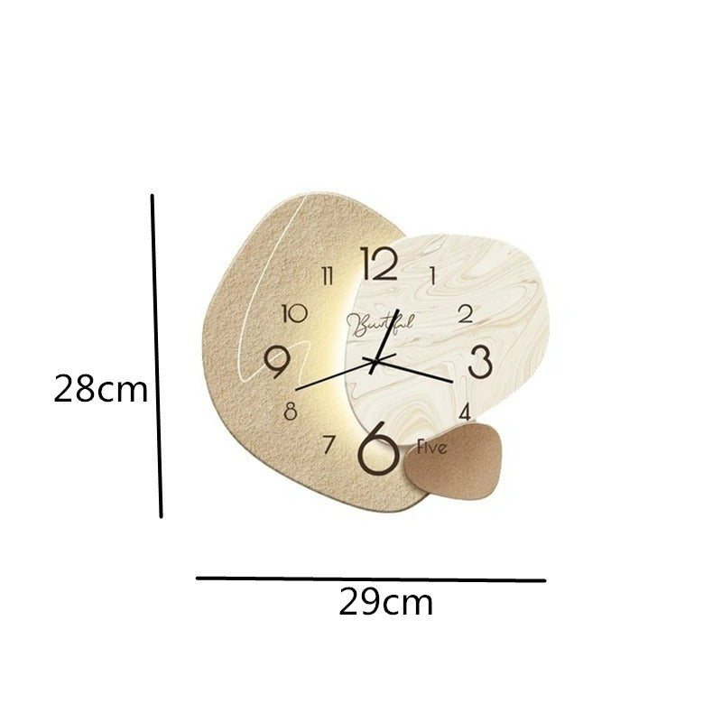 "Luxury LED wall clock; sleek design with illuminated analog face, ideal for modern interiors, home or dining spaces."