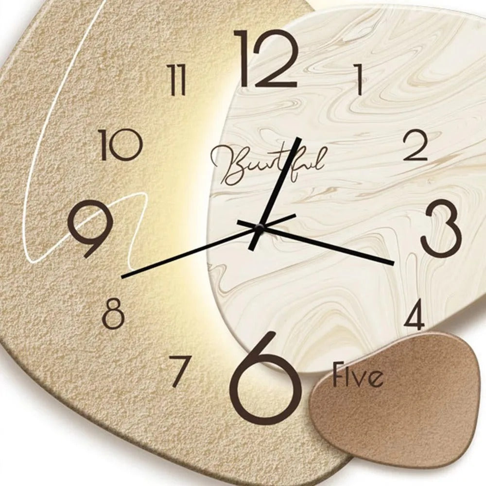 "Luxury LED wall clock; sleek design with illuminated analog face, ideal for modern interiors, home or dining spaces."
