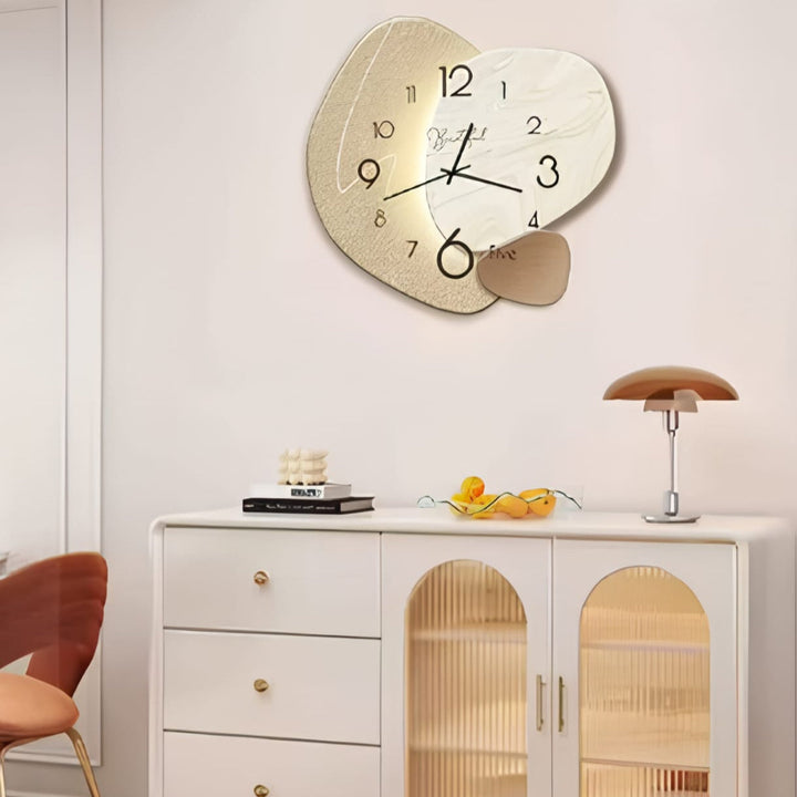 "Luxury LED wall clock; sleek design with illuminated analog face, ideal for modern interiors, home or dining spaces."