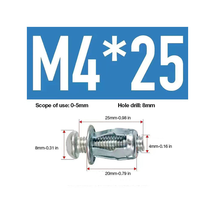 Expansion screw petal nut providing a strong, vibration-resistant hold for household mounting tasks.