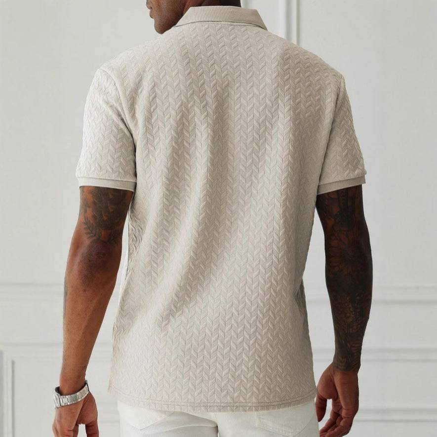 Tailored fit Men's Belmont polo, sophisticated & smart casual. Breathable summer shirt for men's fashion.
