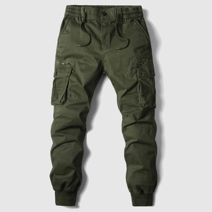 Versatile men's black tactical jogger pants, blending comfort and multi-pocket functionality for modern fashion.